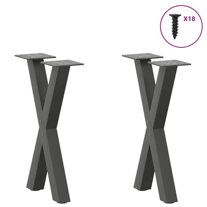 vidaXL Pieds de table basse en X 2 pcs Anthracite 38x(42-43) cm Acier
