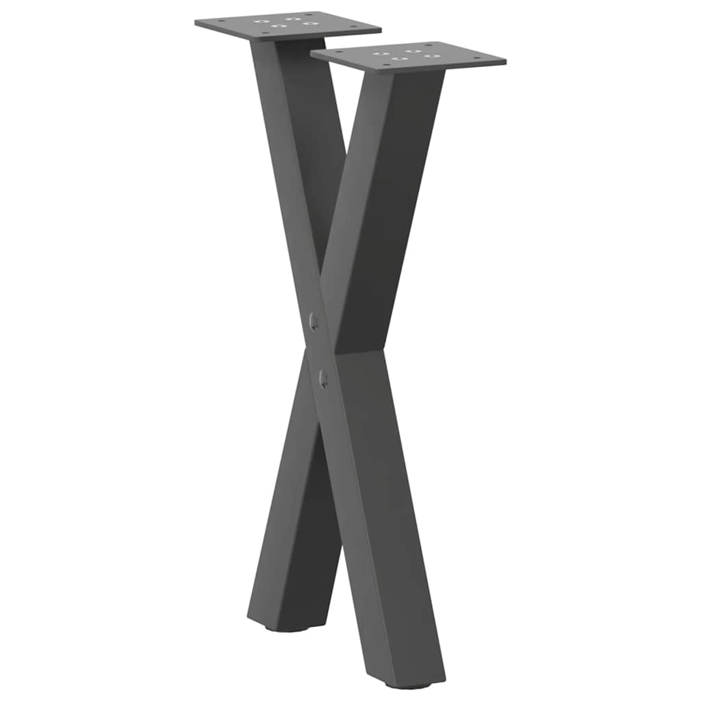 vidaXL Pieds de table basse en X 2 pcs Anthracite 38x(42-43) cm Acier