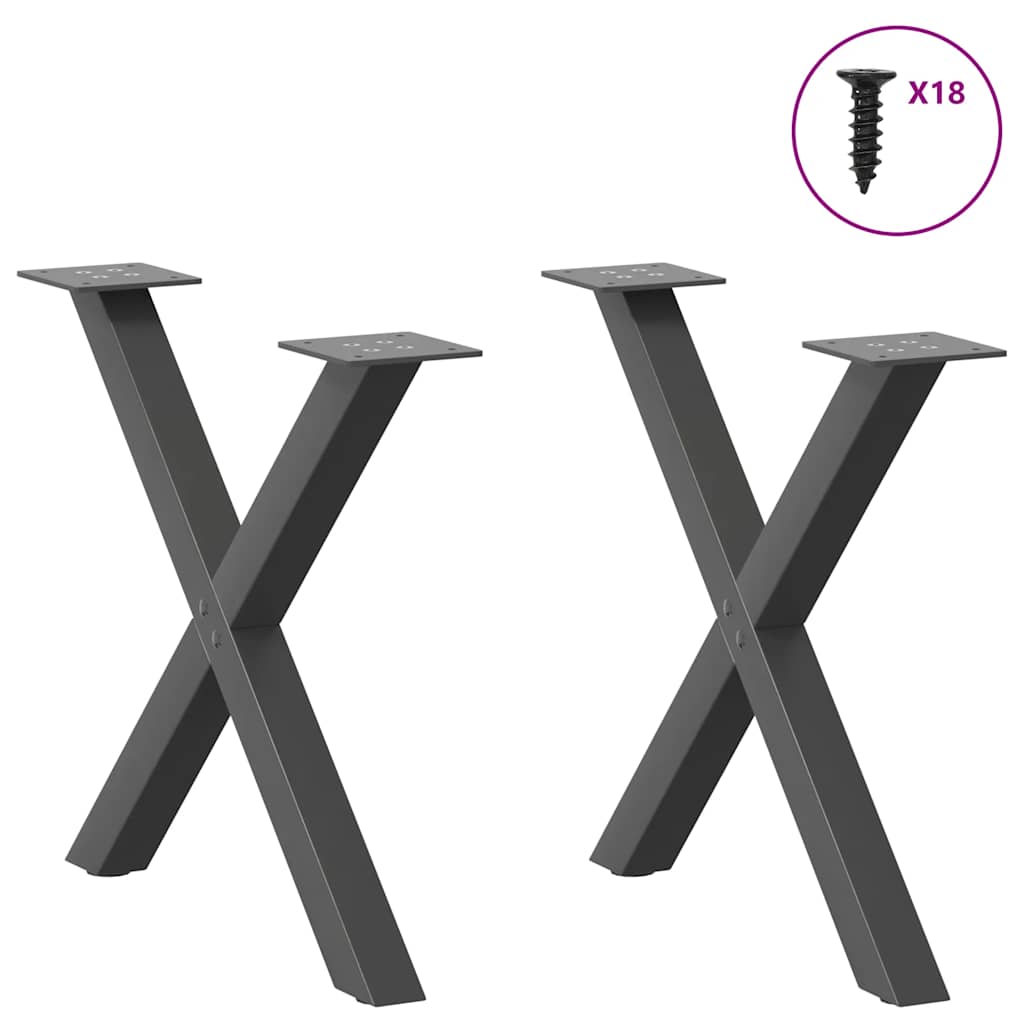 vidaXL Couchtischbeine X-Form 2 Stk. Anthrazit 50x(42-43) cm Stahl