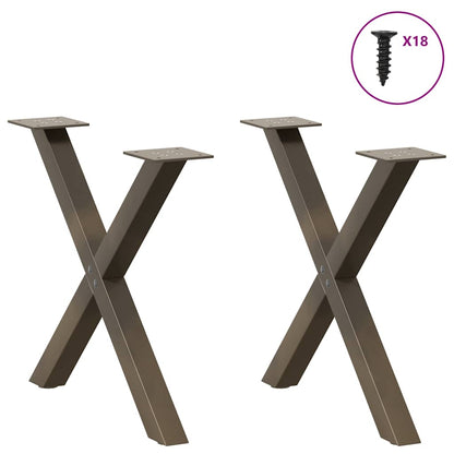 vidaXL Couchtischbeine X-Form 2 Stk. Naturstahl 50x(42-43) cm Stahl