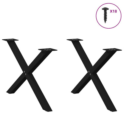 Couchtischbeine X-Form 2 Stk. Schwarz 70x(42-43) cm Stahl