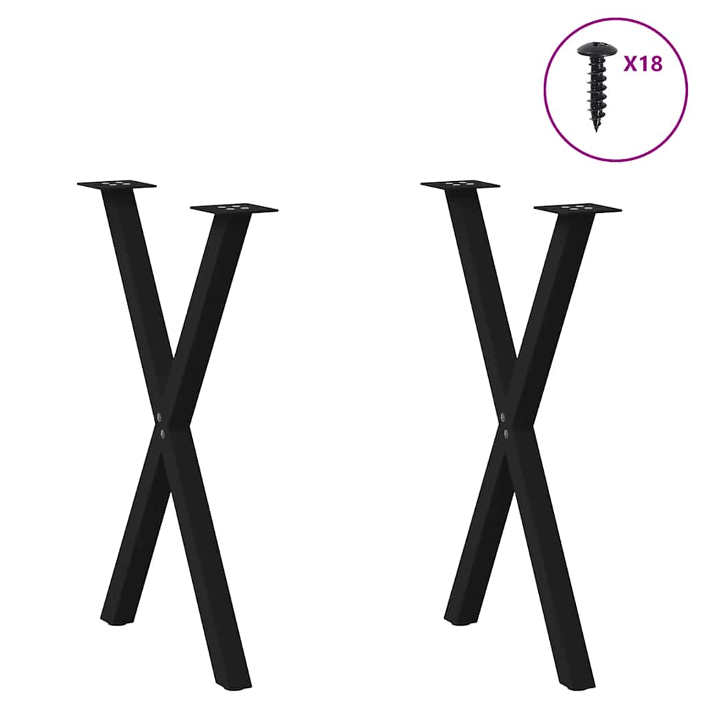 vidaXL Esstischbeine X-Form 2 Stk. Schwarz 50x(72-73) cm Stahl