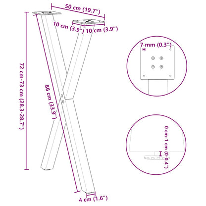 Esstischbeine X-Form 2 Stk. Weiß 50x(72-73) cm Stahl
