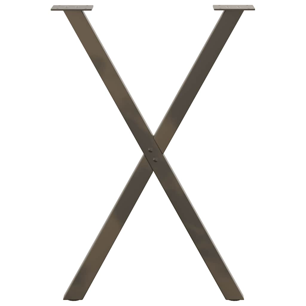 Esstischbeine X-Form 2 Stk. Naturstahl 50x(72-73) cm Stahl
