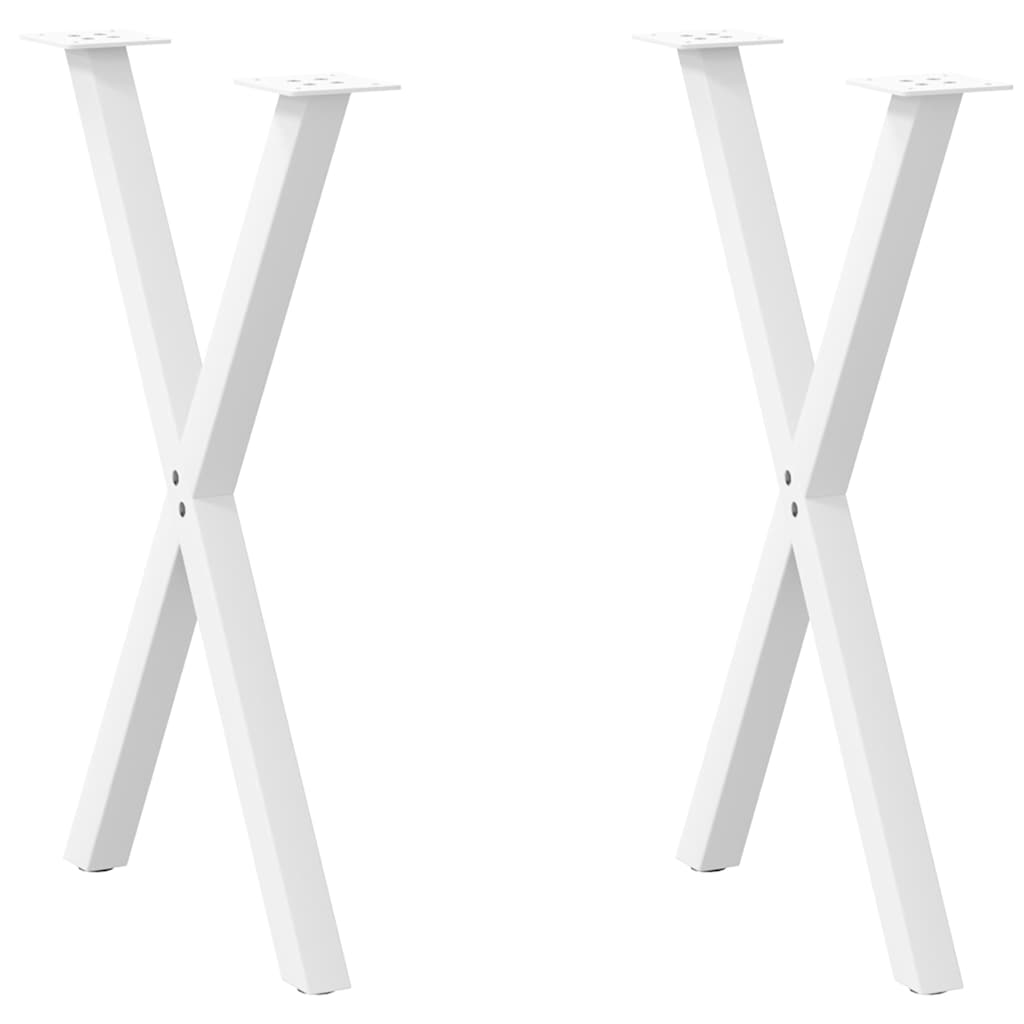 vidaXL Pieds de table à manger en X 2 pcs Blanc 57x(72-73) cm Acier