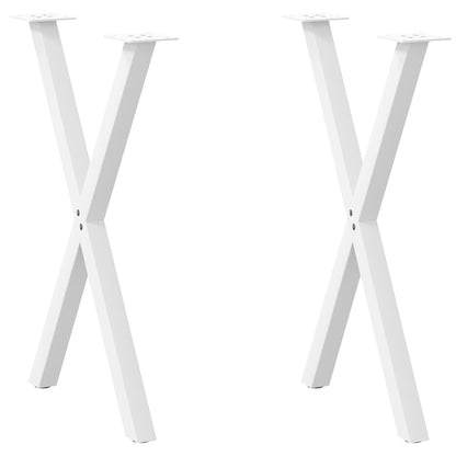 vidaXL Pieds de table à manger en X 2 pcs Blanc 57x(72-73) cm Acier