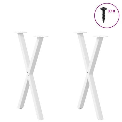 vidaXL Pieds de table à manger en X 2 pcs Blanc 57x(72-73) cm Acier