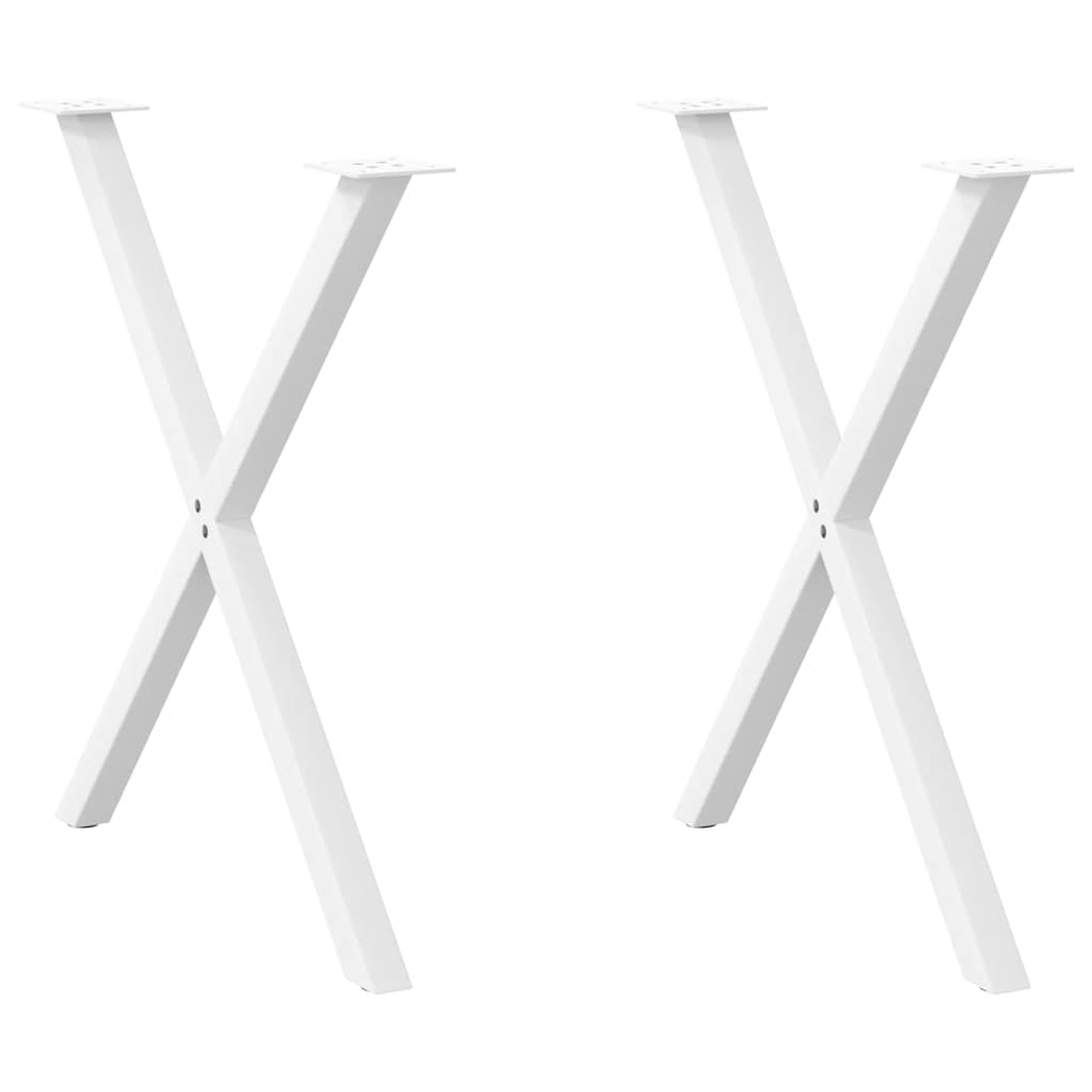 vidaXL Esstischbeine X-Form 2 Stk. Weiß 70x(72-73) cm Stahl
