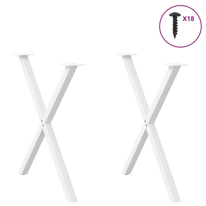 vidaXL Esstischbeine X-Form 2 Stk. Weiß 70x(72-73) cm Stahl