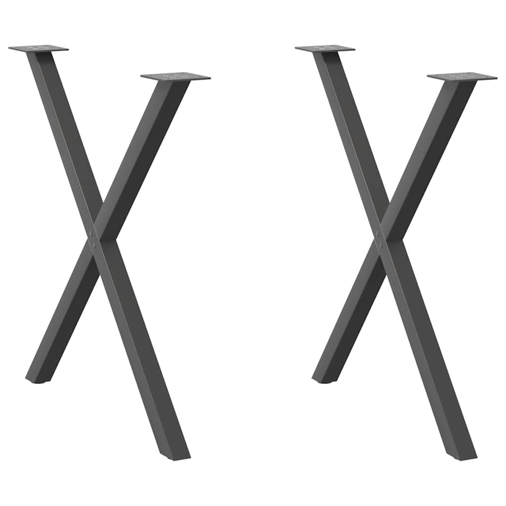 vidaXL Esstischbeine X-Form 2 Stk. Anthrazit 80x(72-73) cm Stahl