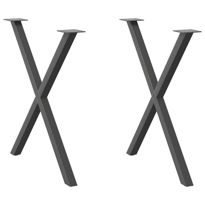 vidaXL Esstischbeine X-Form 2 Stk. Anthrazit 80x(72-73) cm Stahl