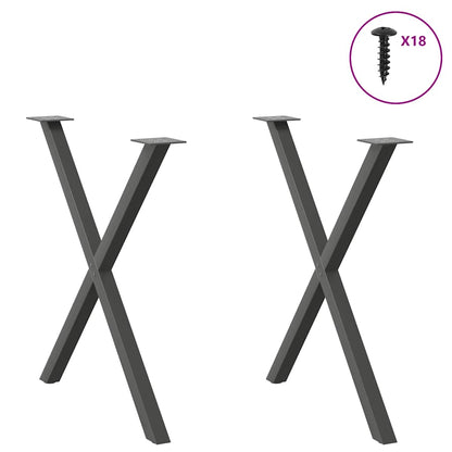 vidaXL Esstischbeine X-Form 2 Stk. Anthrazit 80x(72-73) cm Stahl