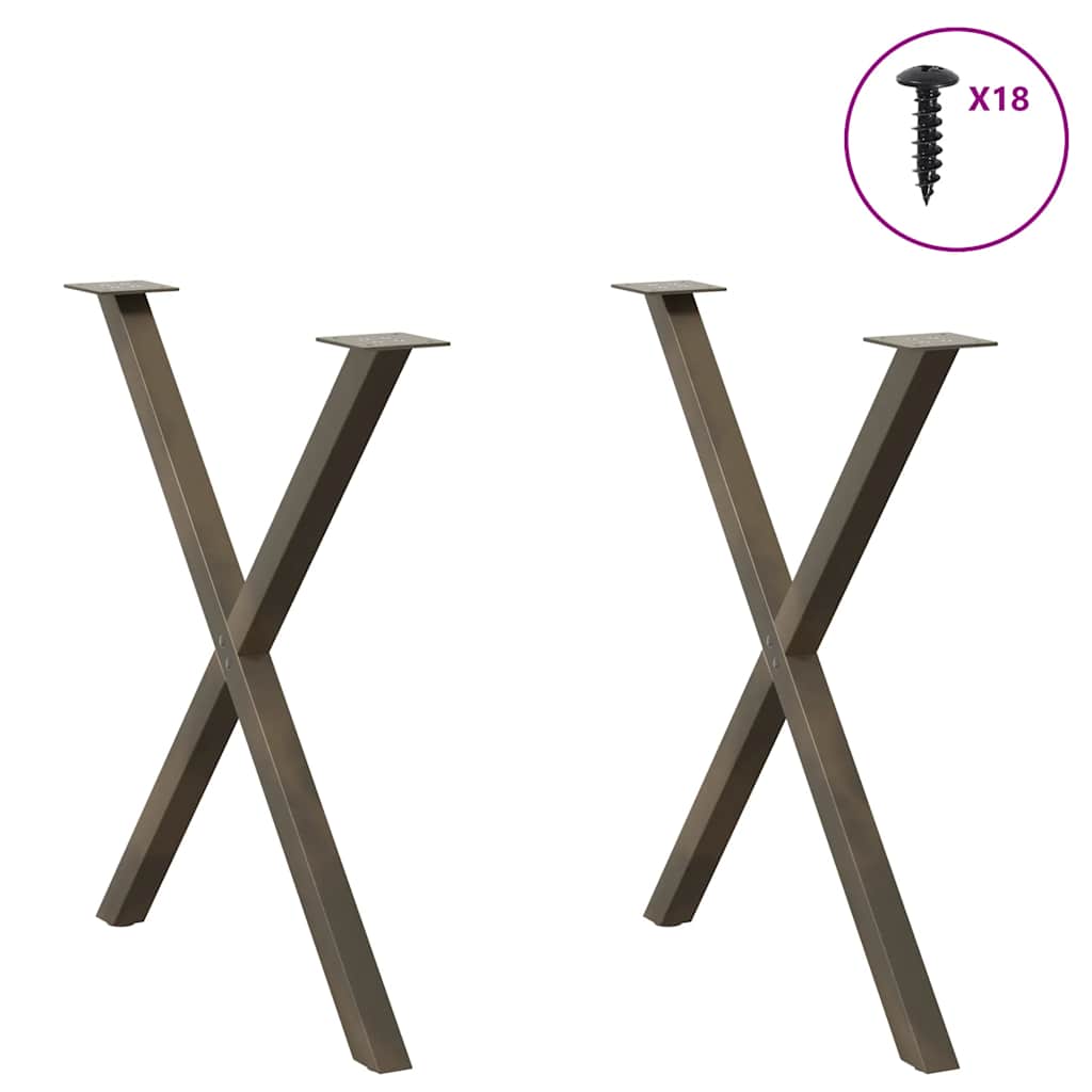 vidaXL Esstischbeine X-Form 2 Stk. Naturstahl 80x(72-73) cm Stahl