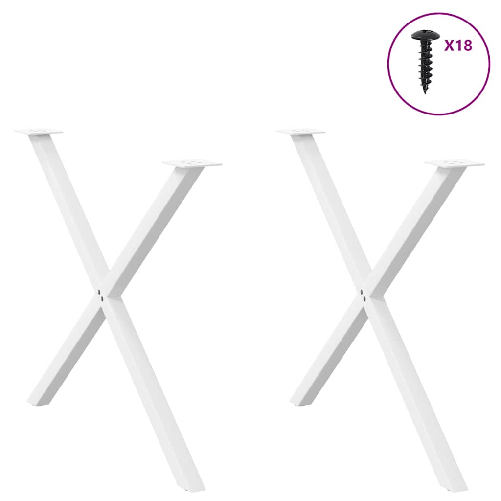vidaXL Esstischbeine X-Form 2 Stk. Weiß 90x(72-73) cm Stahl