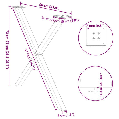 vidaXL Esstischbeine X-Form 2 Stk. Weiß 90x(72-73) cm Stahl