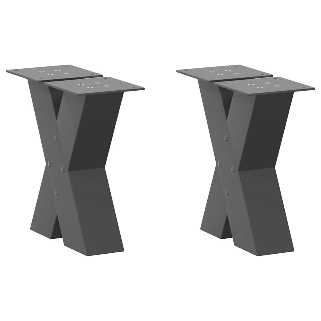 vidaXL Pieds de table basse en X 2 pcs Anthracite 30x(30-31) cm Acier
