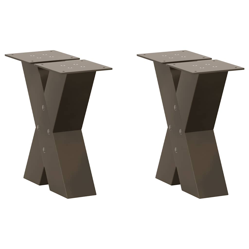 vidaXL Couchtischbeine X-Form 2 Stk. Naturstahl 30x(30-31) cm Stahl