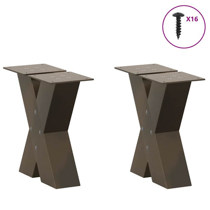 vidaXL Couchtischbeine X-Form 2 Stk. Naturstahl 30x(30-31) cm Stahl
