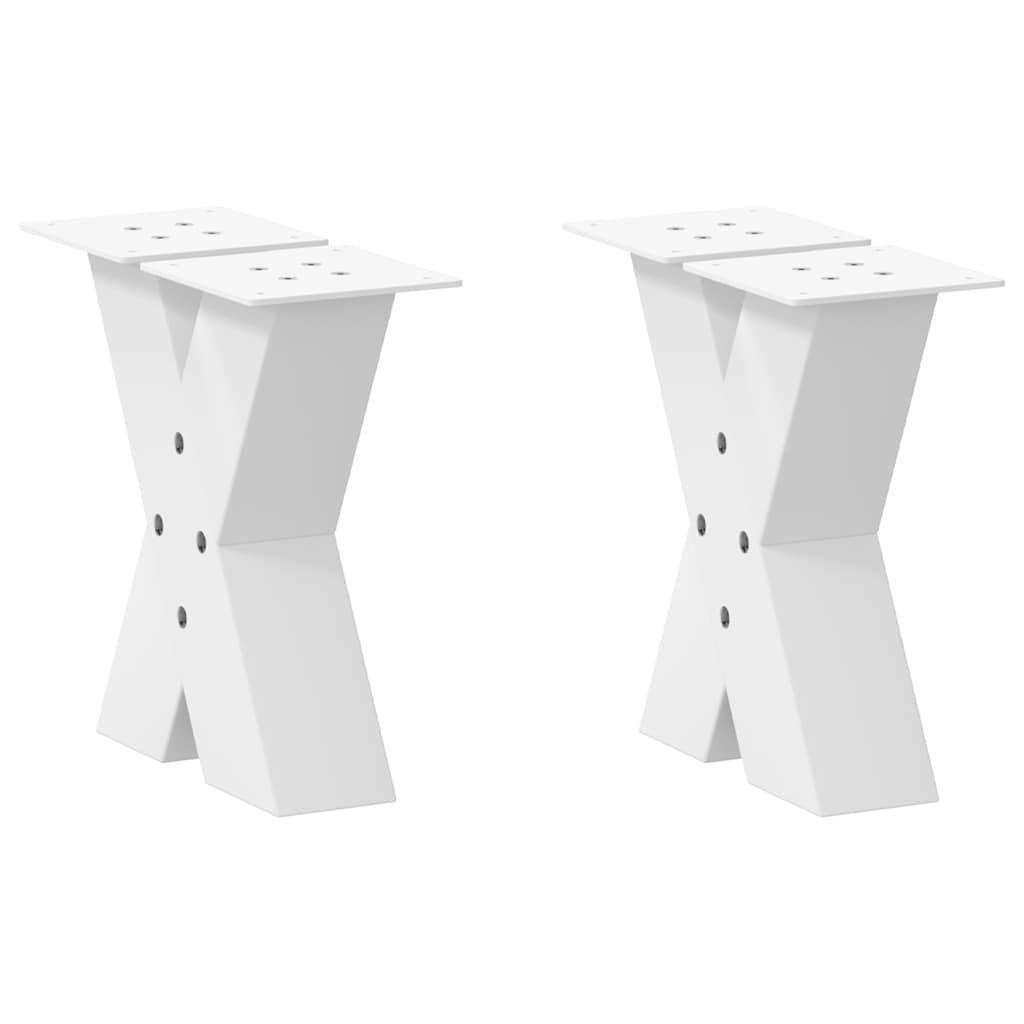 vidaXL Pieds de table basse en X 2 pcs Blanc 40x(30-31) cm Acier
