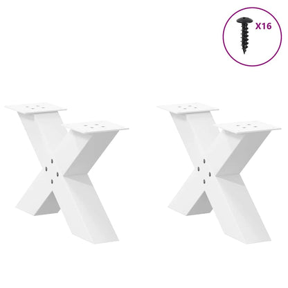 vidaXL Couchtischbeine X-Form 2 Stk. Weiß 50x(30-31) cm Stahl
