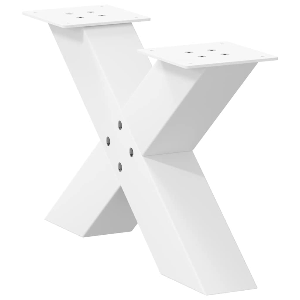 vidaXL Couchtischbeine X-Form 2 Stk. Weiß 50x(30-31) cm Stahl