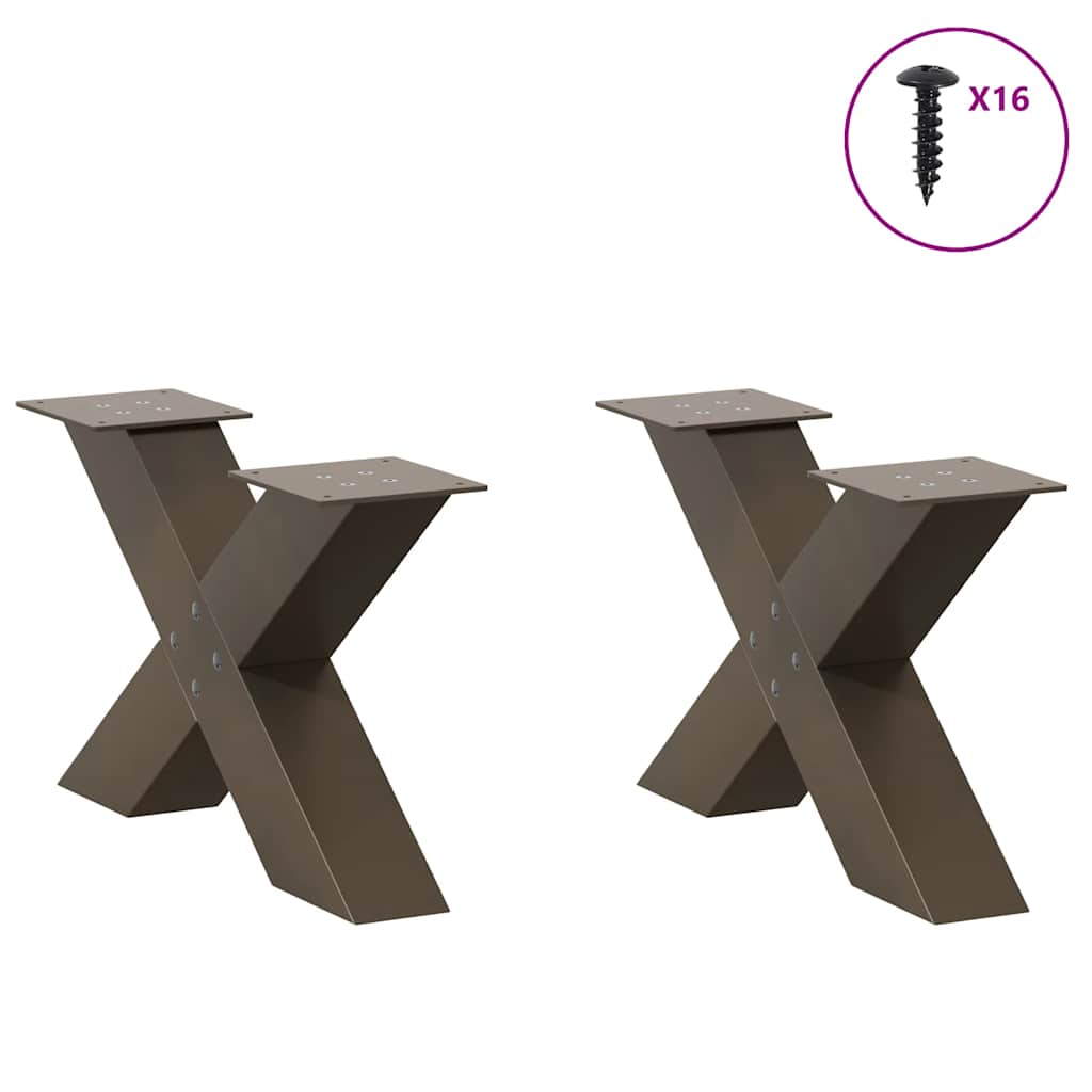 vidaXL Couchtischbeine X-Form 2 Stk. Naturstahl 50x(30-31) cm Stahl