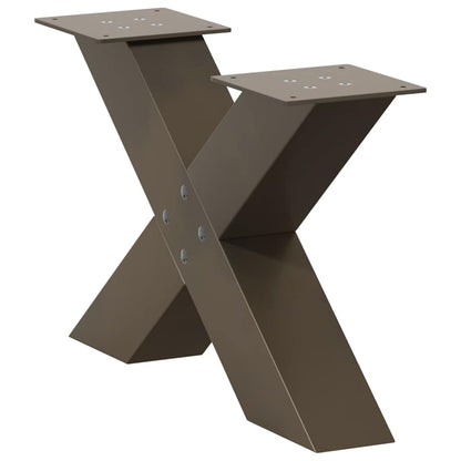 vidaXL Couchtischbeine X-Form 2 Stk. Naturstahl 50x(30-31) cm Stahl