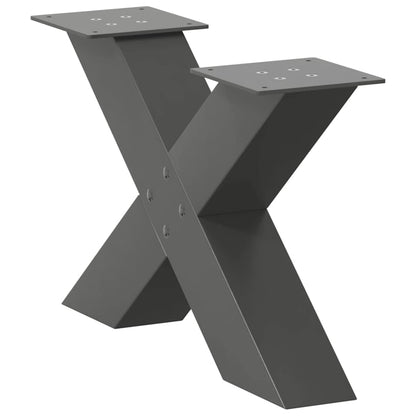 vidaXL Couchtischbeine X-Form 2 Stk. Anthrazit 60x(30-31) cm Stahl