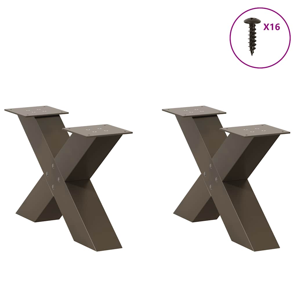 vidaXL Couchtischbeine X-Form 2 Stk. Naturstahl 60x(30-31) cm Stahl