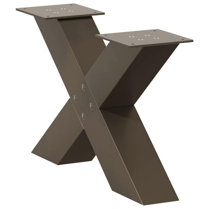 vidaXL Couchtischbeine X-Form 2 Stk. Naturstahl 60x(30-31) cm Stahl