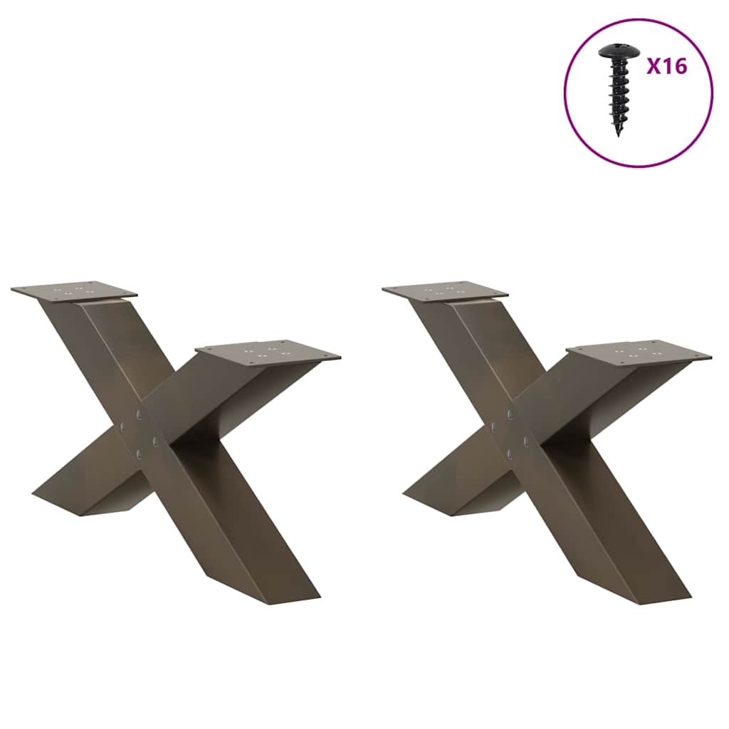 vidaXL Couchtischbeine X-Form 2 Stk. Naturstahl 70x(30-31) cm Stahl