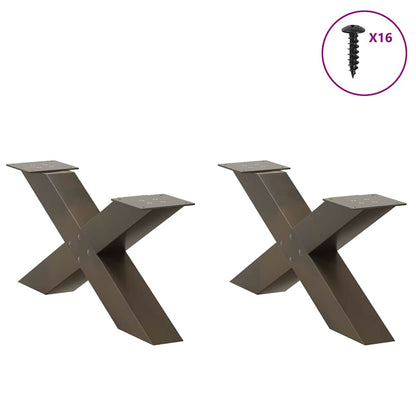 vidaXL Couchtischbeine X-Form 2 Stk. Naturstahl 70x(30-31) cm Stahl