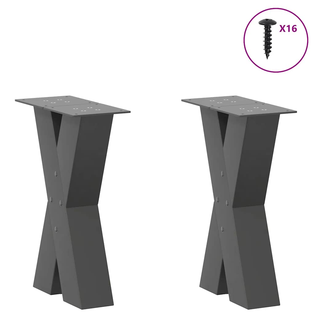 vidaXL Couchtischbeine X-Form 2 Stk. Anthrazit 28x(42-43) cm Stahl