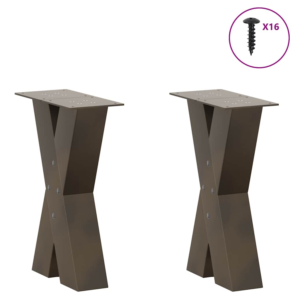vidaXL Couchtischbeine X-Form 2 Stk. Naturstahl 28x(42-43) cm Stahl