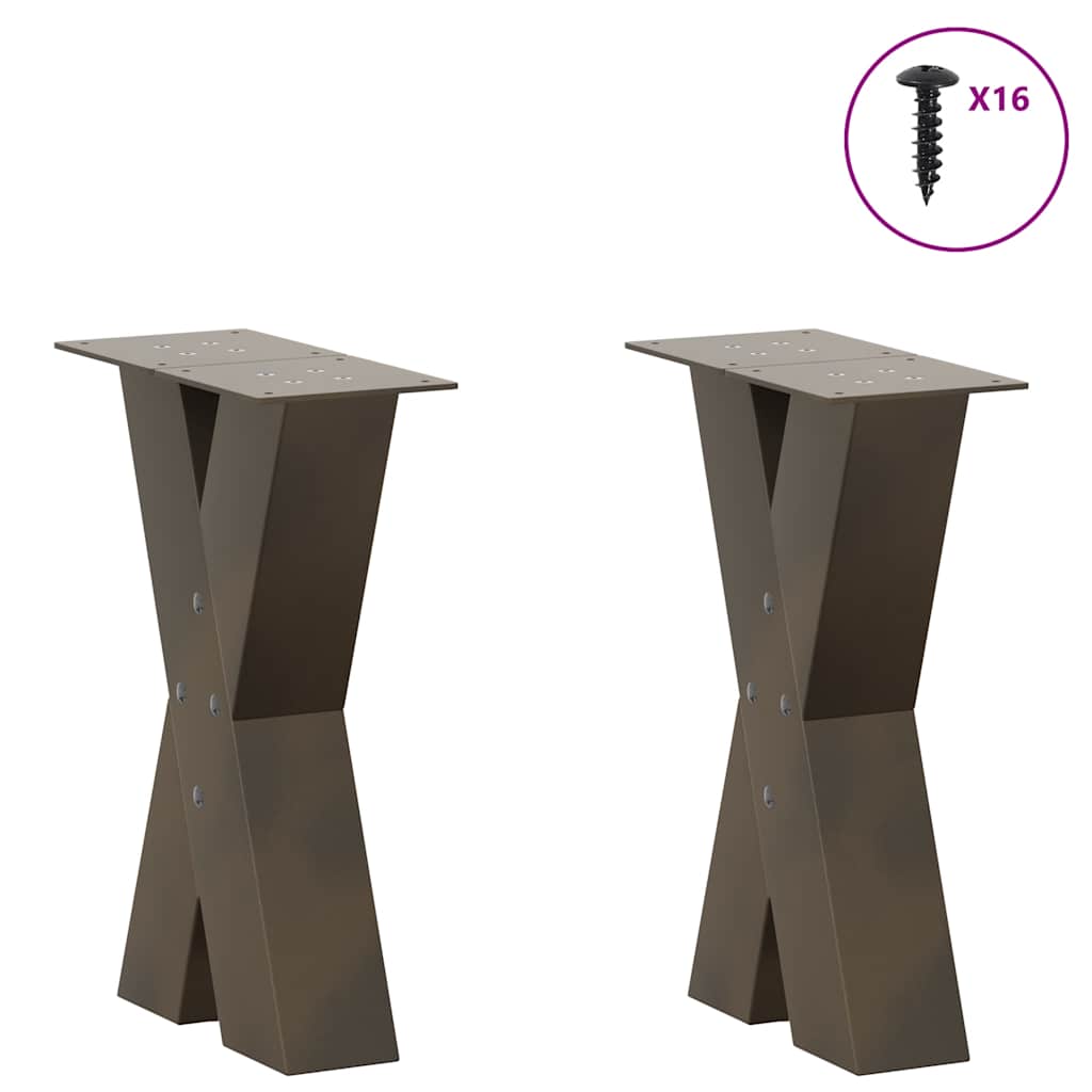 vidaXL Couchtischbeine X-Form 2 Stk. Naturstahl 38x(42-43) cm Stahl