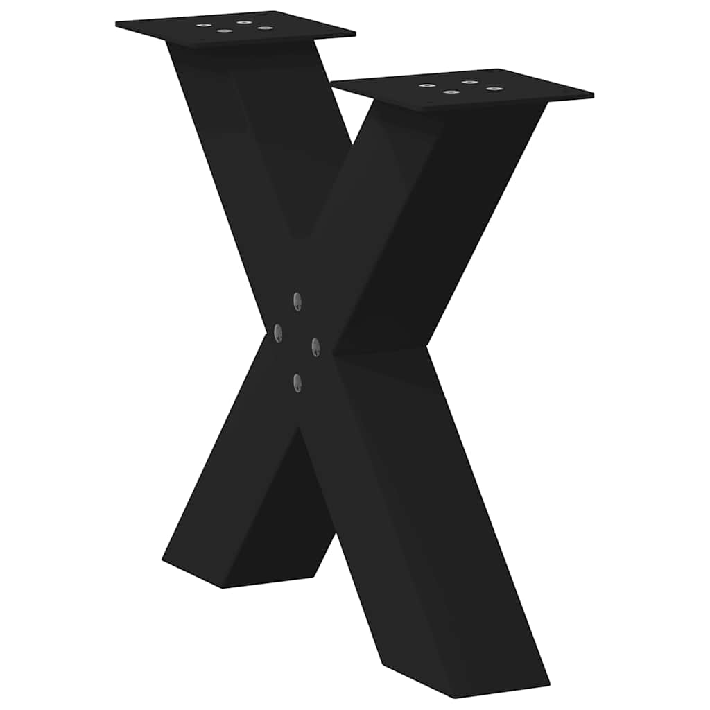 vidaXL Couchtischbeine X-Form 2 Stk. Schwarz 50x(42-43) cm Stahl