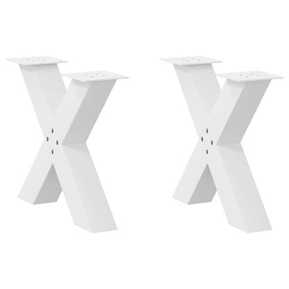 vidaXL Pieds de table basse en X 2 pcs Blanc 50x(42-43) cm Acier