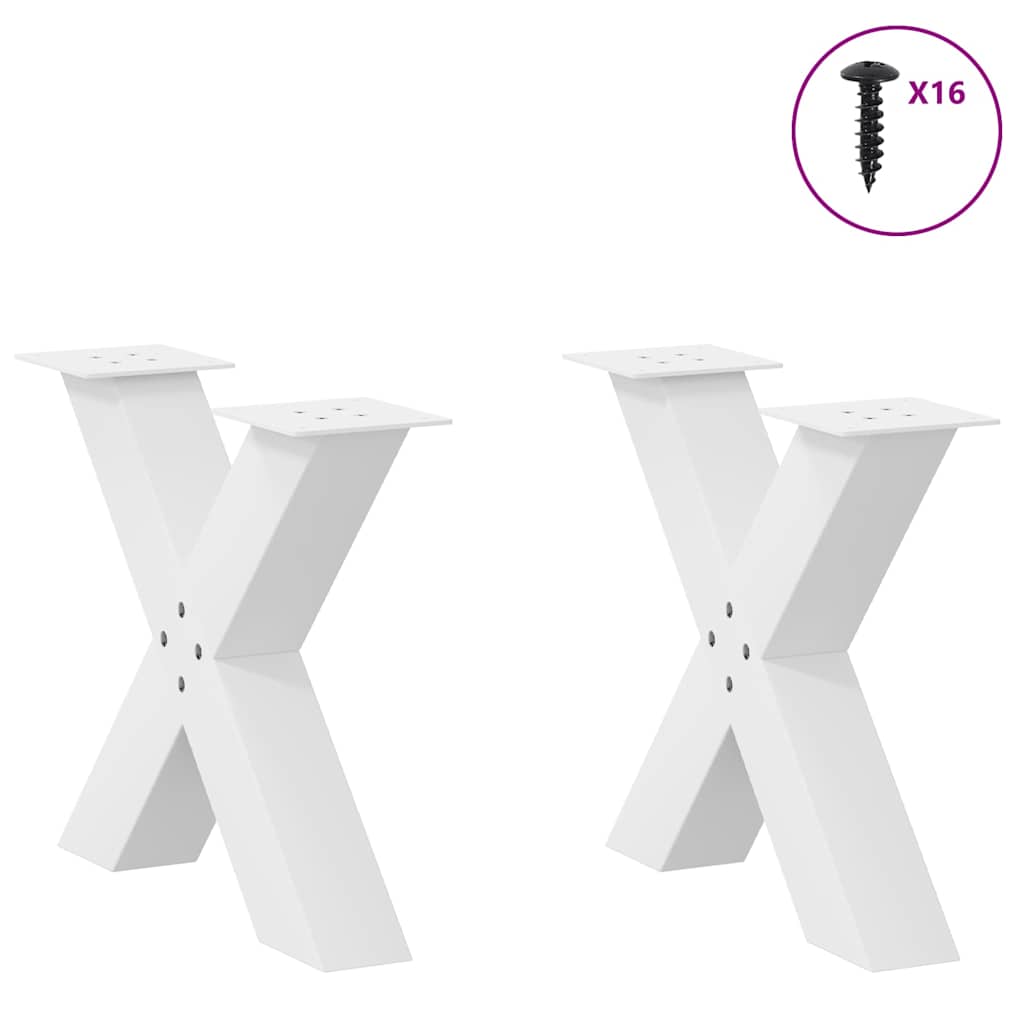 vidaXL Pieds de table basse en X 2 pcs Blanc 50x(42-43) cm Acier