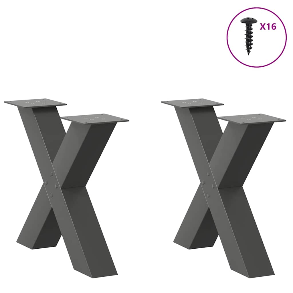 vidaXL Couchtischbeine X-Form 2 Stk. Anthrazit 50x(42-43) cm Stahl