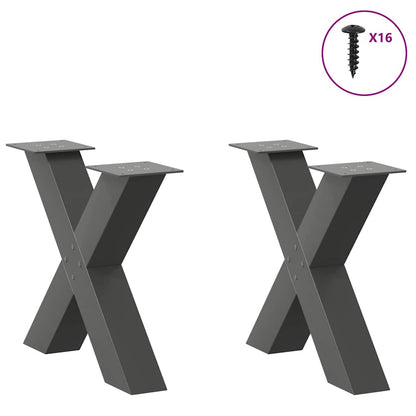 vidaXL Couchtischbeine X-Form 2 Stk. Anthrazit 50x(42-43) cm Stahl