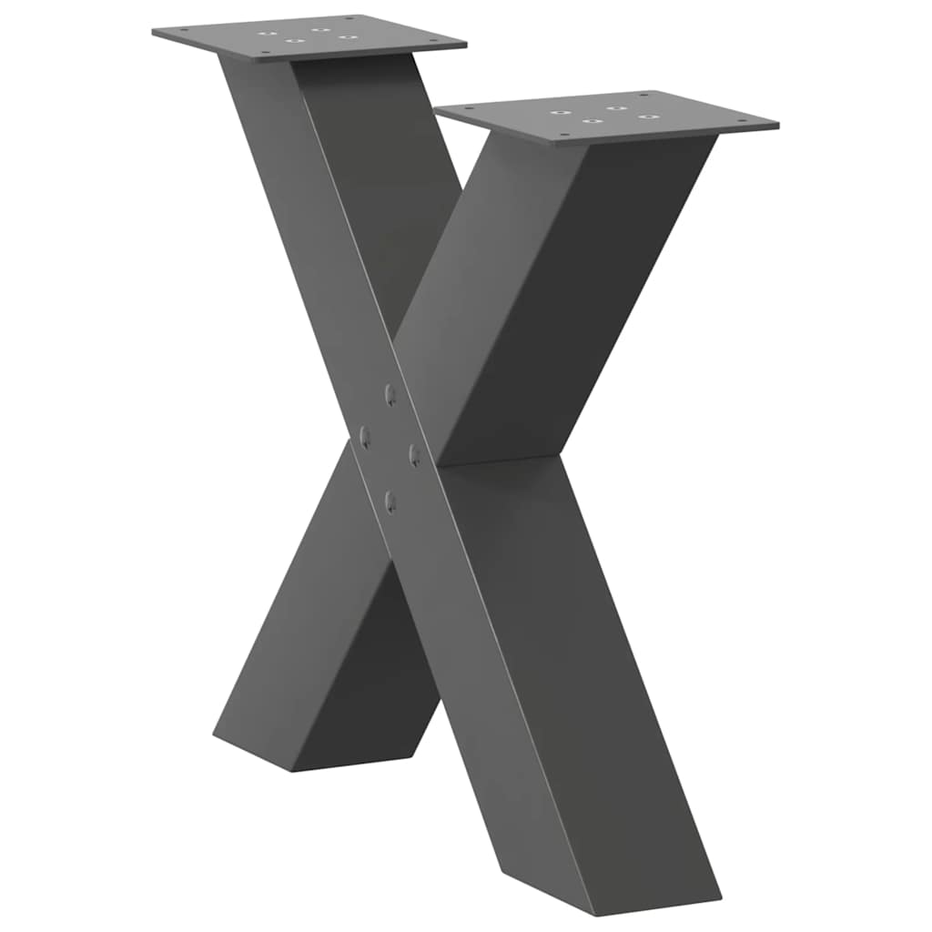 vidaXL Couchtischbeine X-Form 2 Stk. Anthrazit 50x(42-43) cm Stahl