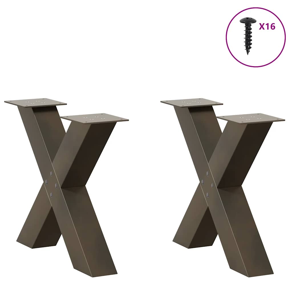vidaXL Couchtischbeine X-Form 2 Stk. Naturstahl 50x(42-43) cm Stahl