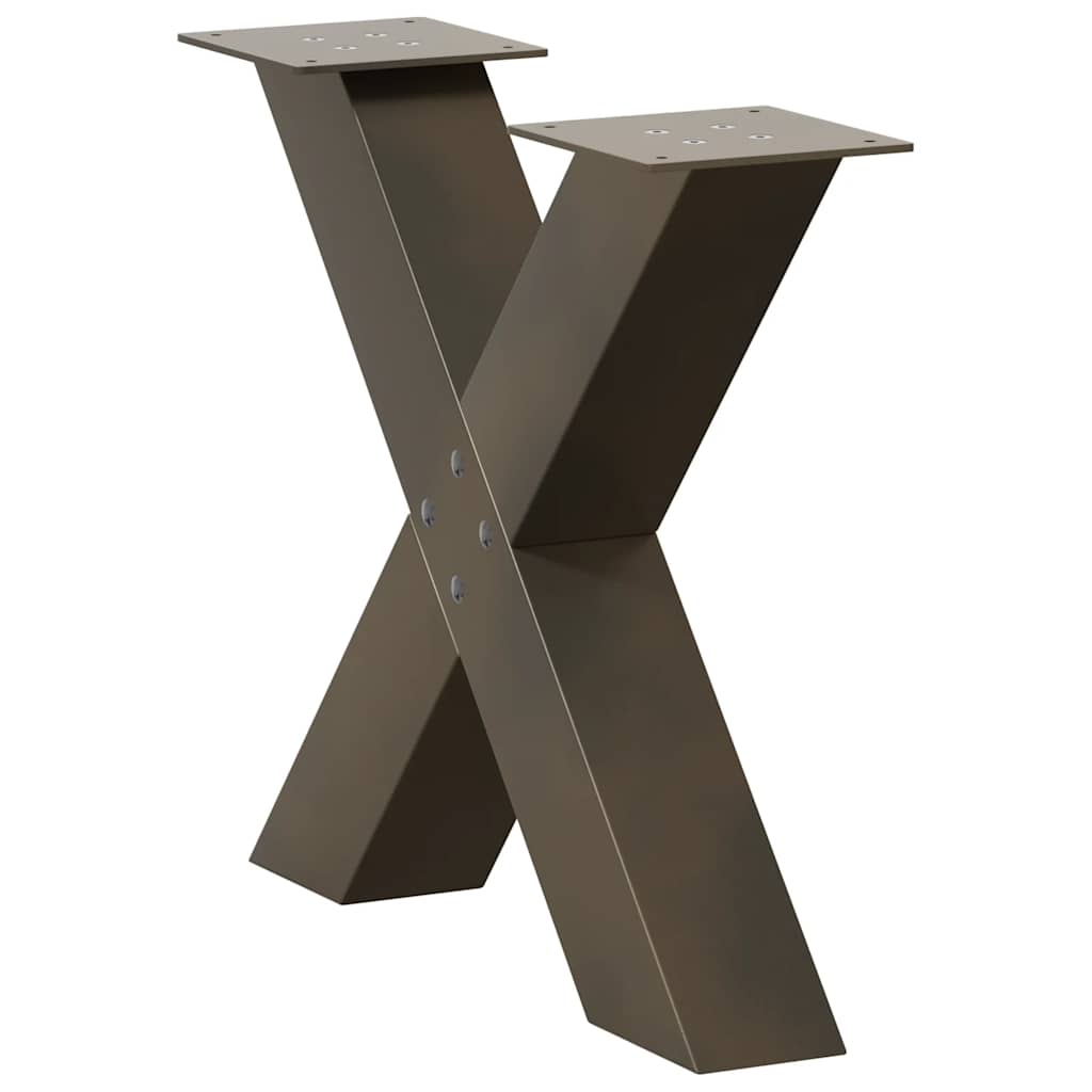 vidaXL Couchtischbeine X-Form 2 Stk. Naturstahl 50x(42-43) cm Stahl