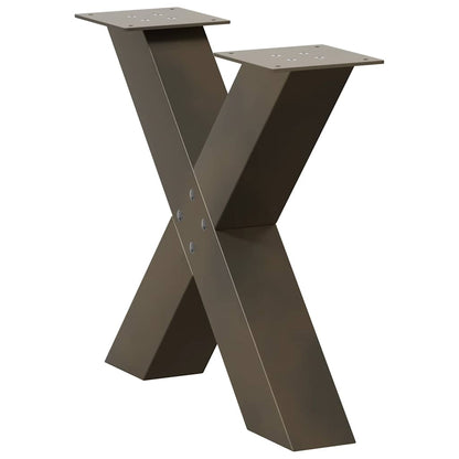 vidaXL Couchtischbeine X-Form 2 Stk. Naturstahl 50x(42-43) cm Stahl