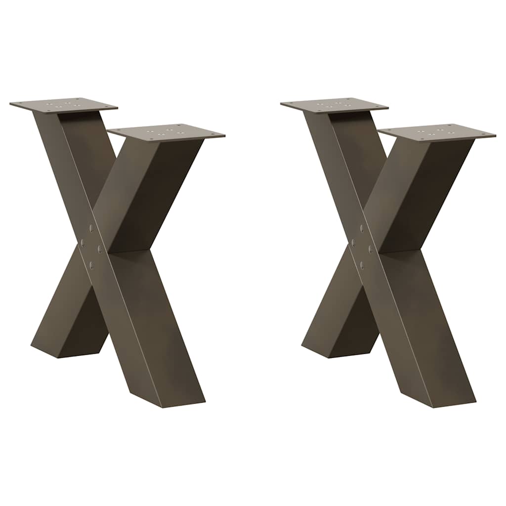 vidaXL Couchtischbeine X-Form 2 Stk. Naturstahl 60x(42-43) cm Stahl