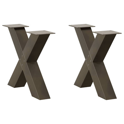 vidaXL Couchtischbeine X-Form 2 Stk. Naturstahl 60x(42-43) cm Stahl