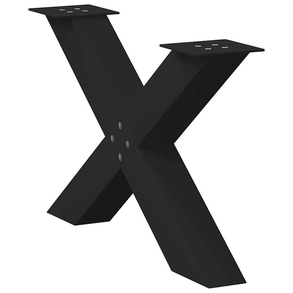 vidaXL Pieds de table basse en X 2 pcs Noir 70x(42-43) cm Acier