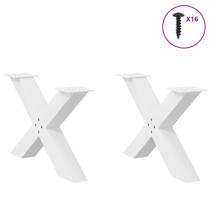 vidaXL Couchtischbeine X-Form 2 Stk. Weiß 70x(42-43) cm Stahl