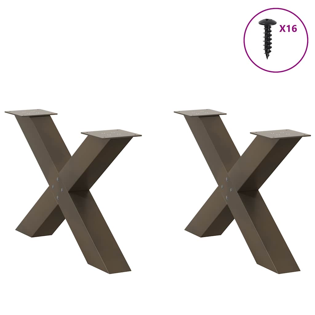 vidaXL Couchtischbeine X-Form 2 Stk. Naturstahl 70x(42-43) cm Stahl