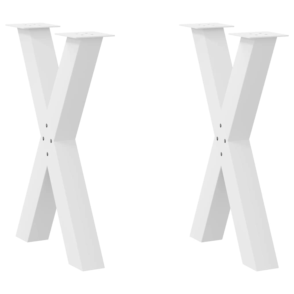 vidaXL Esstischbeine X-Form 2 Stk. Weiß 50x(72-73) cm Stahl